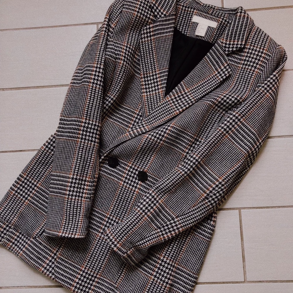 houndstooth plaid h&m blazer size 4